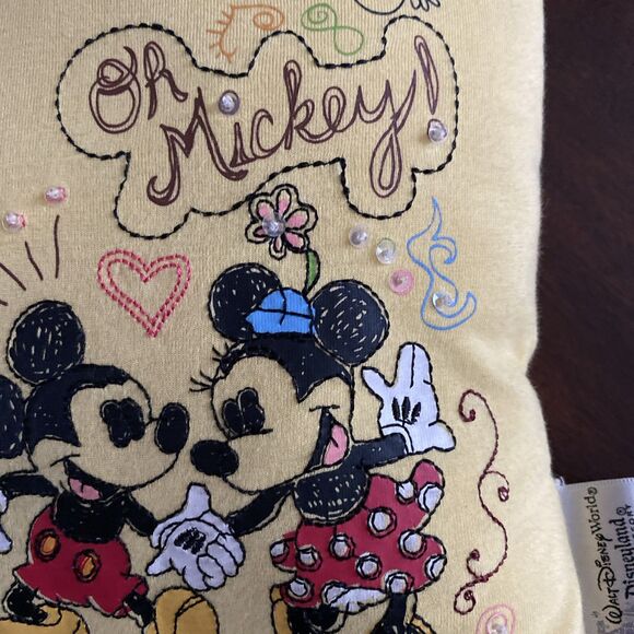 Walt Disney World Resort Oh Boy Mickey & Minnie Mouse Throw Pillow Yellow 11" - Picture 6 of 16
